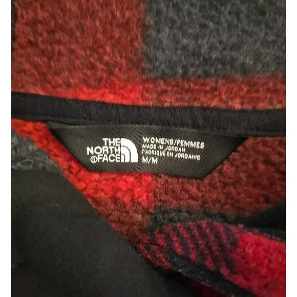 THE NORTH FACE Women's Crescent Hoody Pullover Buffalo Plaid Medium Red Black - Picture 6 of 12